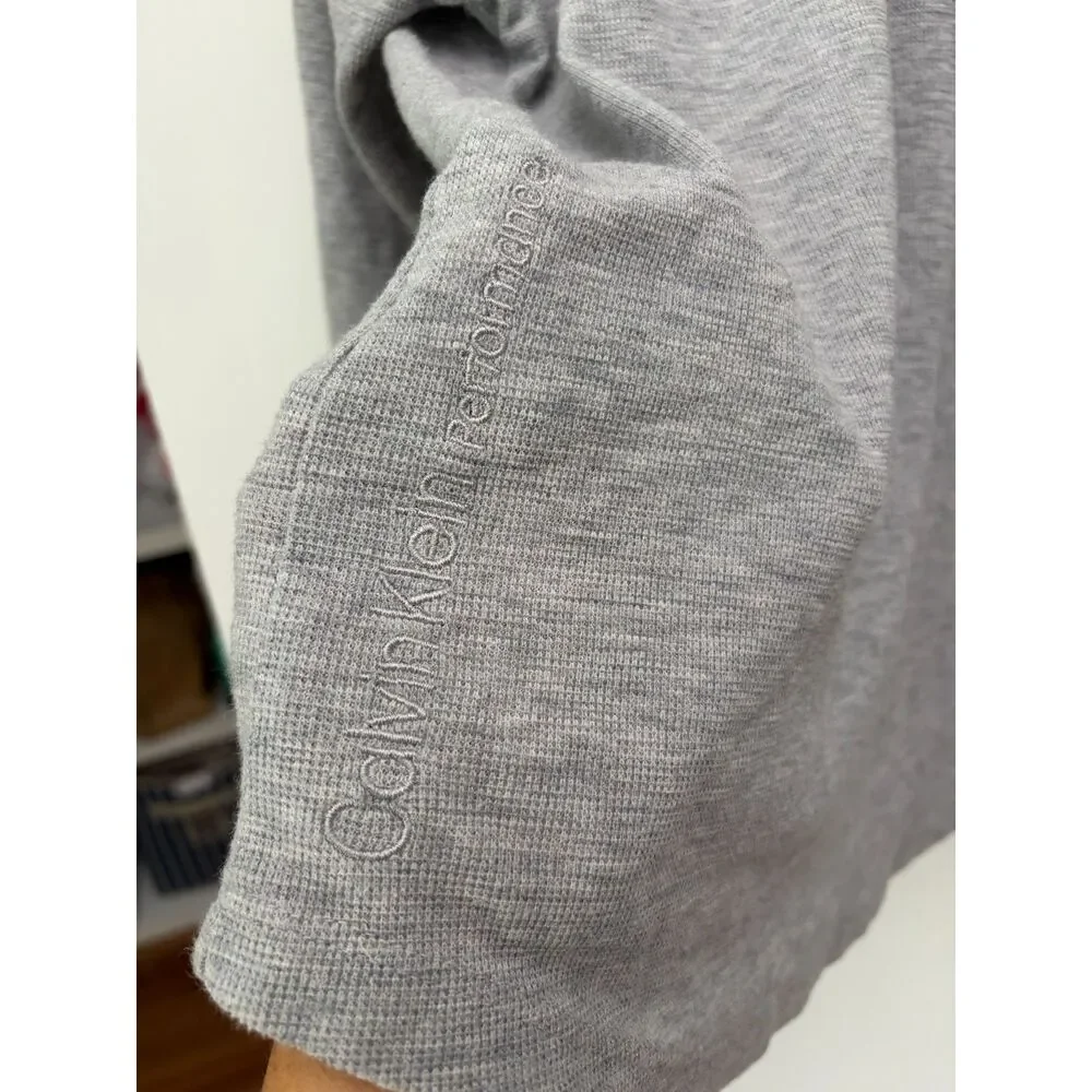 Calvin Klein Performance Womens Medium Gray Waffle Knit Zip Up Hoodie Jacket